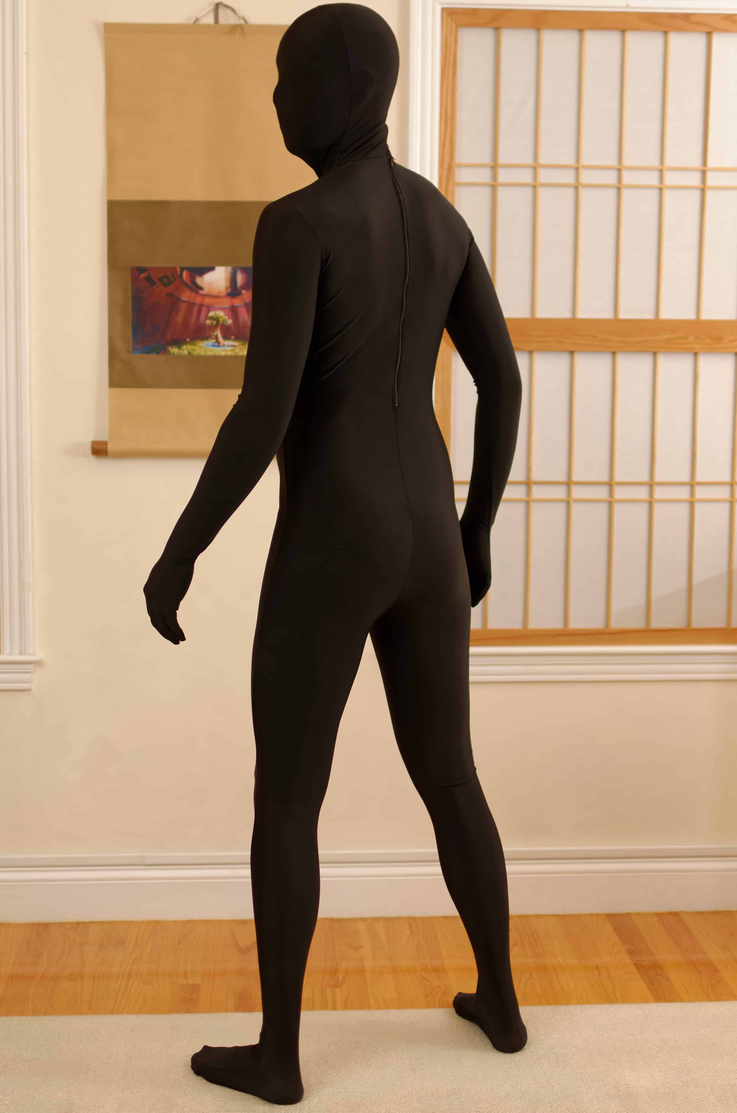 black lycra zentai costume with golen pattern, Black zentai…
