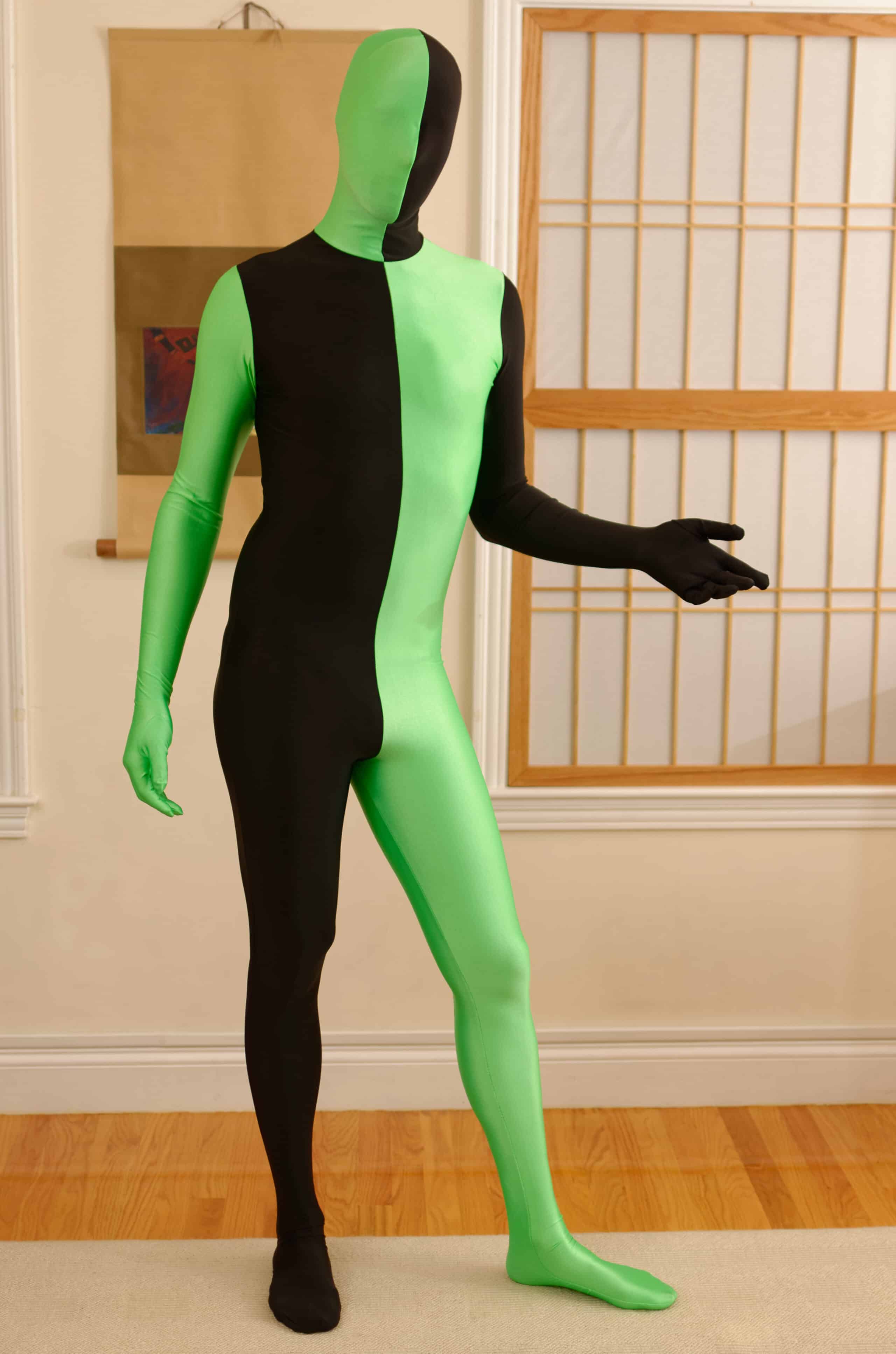 Black PVC Full Body Zentai Suits with Open Eyes and Mouth